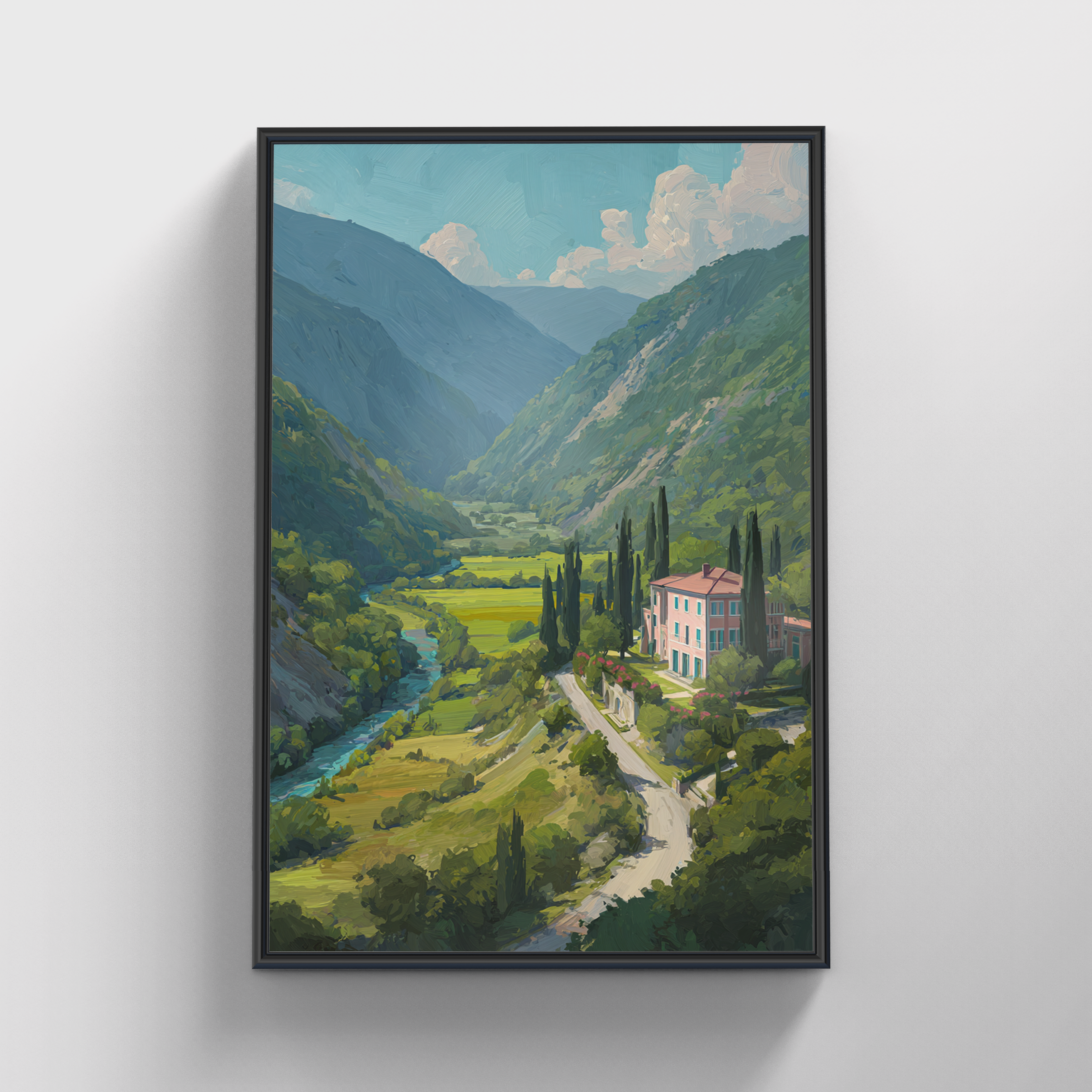 "Between Valleys" Framed Hand-Painted Canvas Wall Art 100x140cm