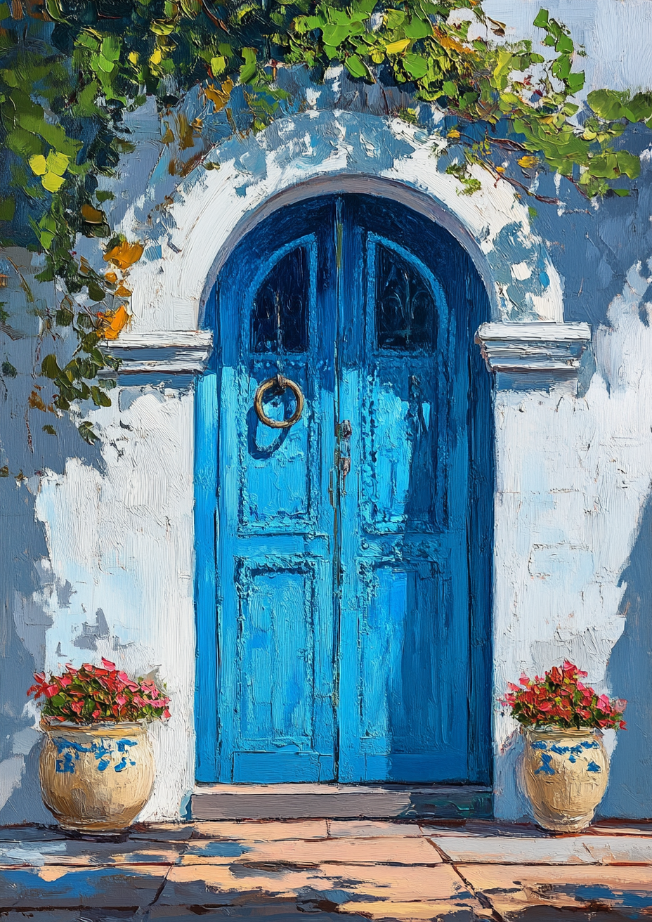 "Cerulean" Framed Hand-Painted Canvas Wall Art 100x140cm