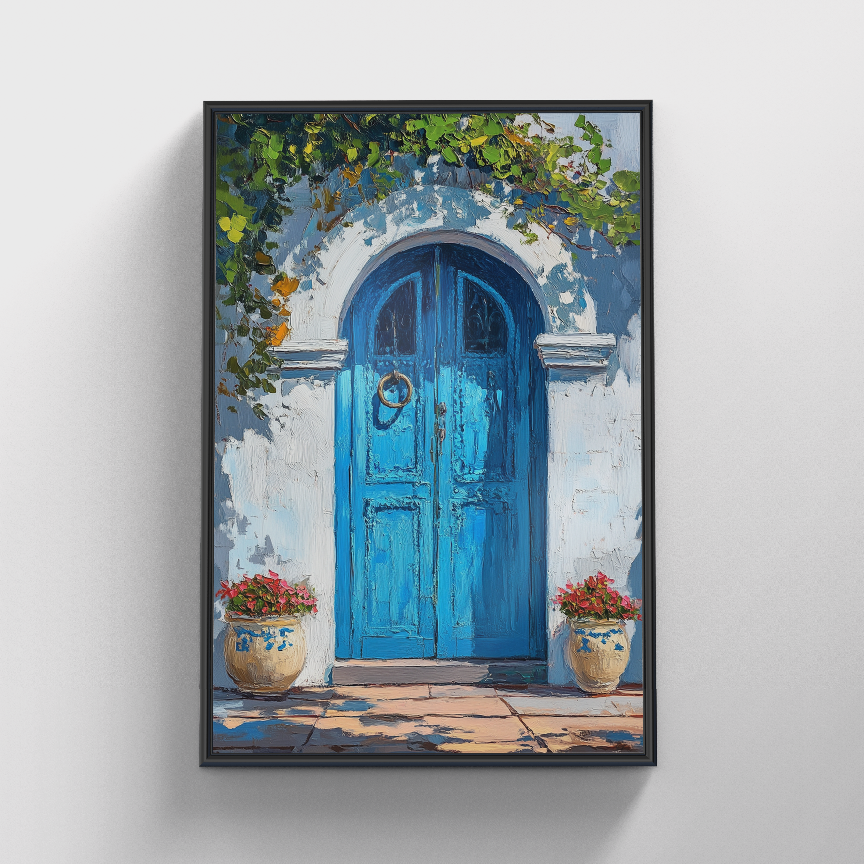 "Cerulean" Framed Hand-Painted Canvas Wall Art 100x140cm