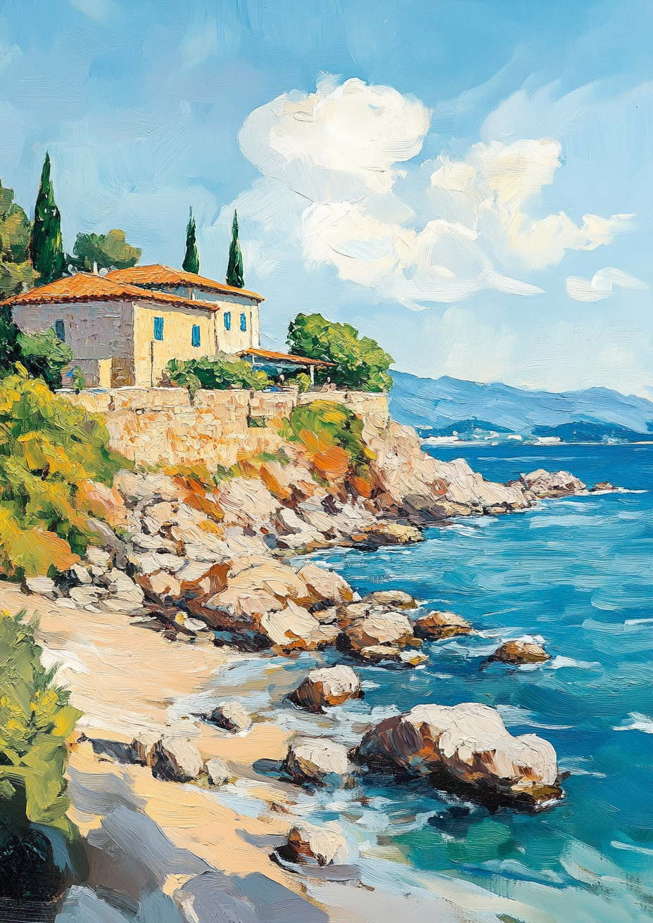 "Salt And Stone" Framed Hand-Painted Canvas Wall Art 100x140cm