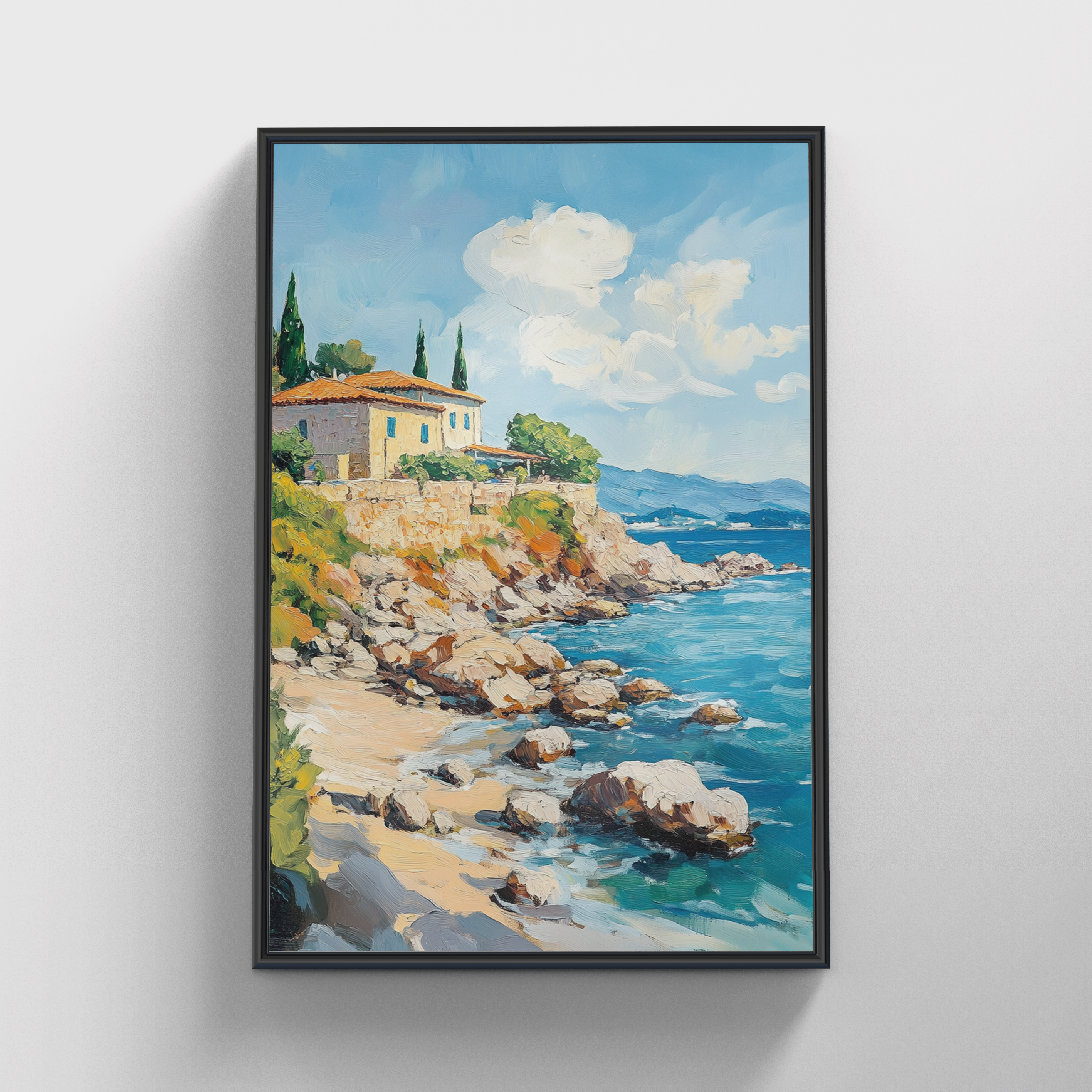 "Salt And Stone" Framed Hand-Painted Canvas Wall Art 100x140cm